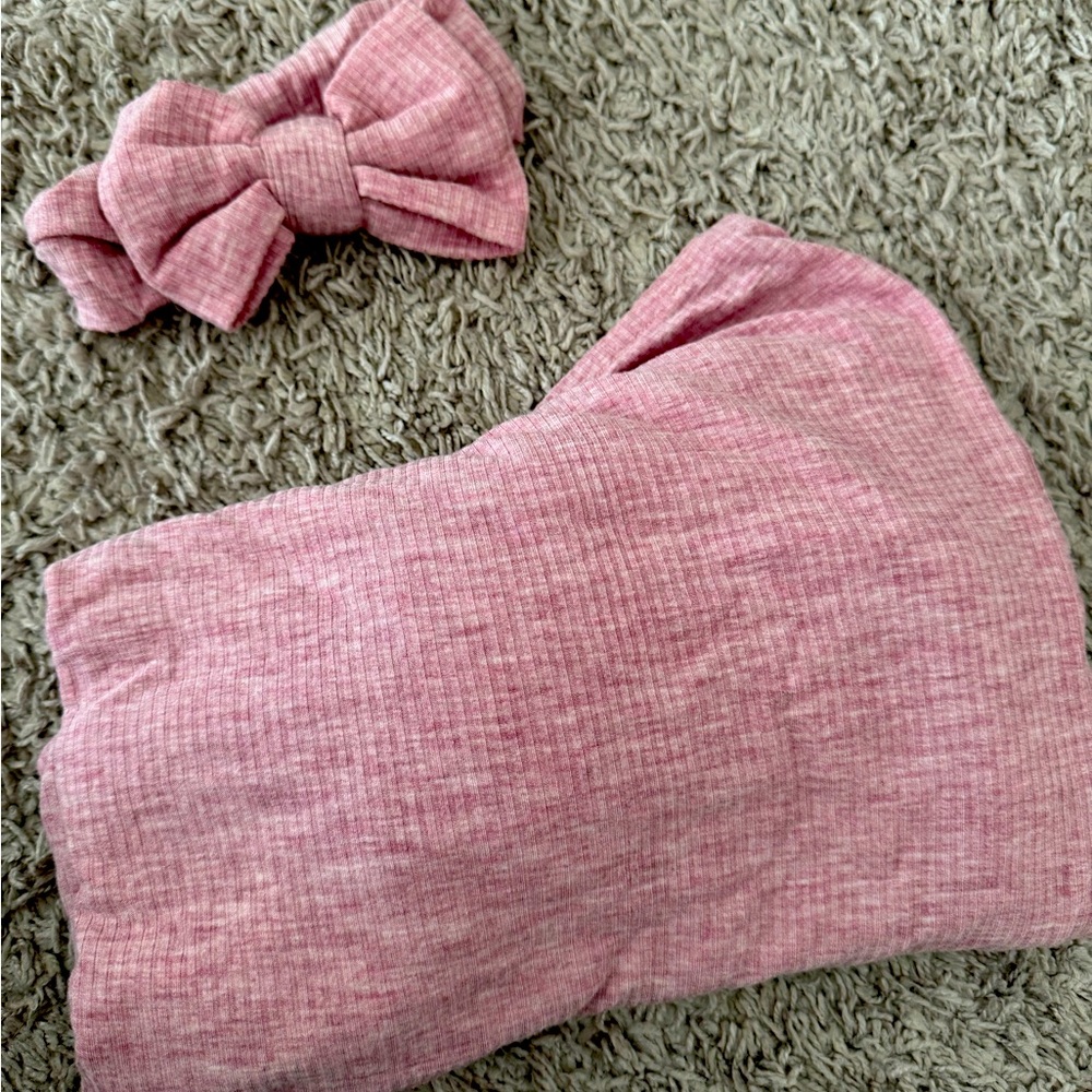 Little Sleepies Swaddle Blanket and Bow Headband